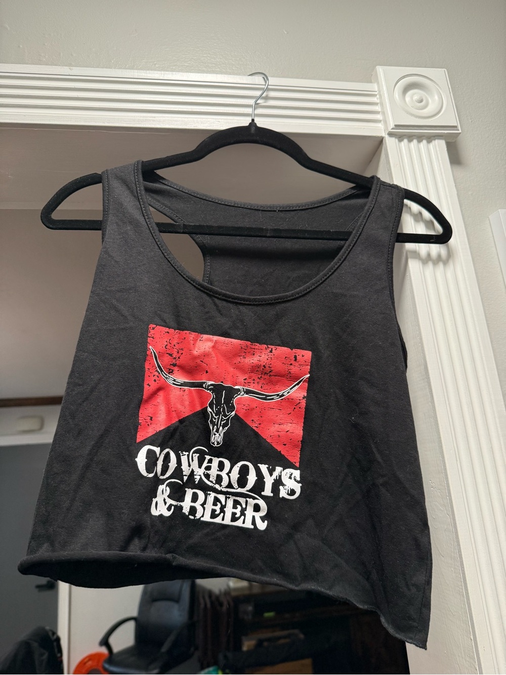 SHEIN Black Cropped Tank with Red Graphic